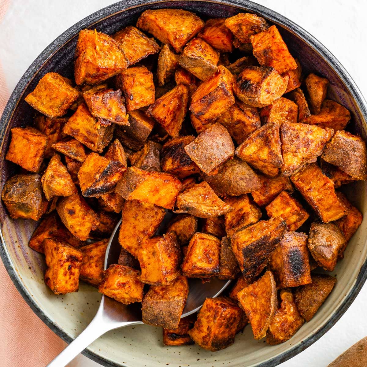 Crispy and Cubed Roasted Sweet Potatoes